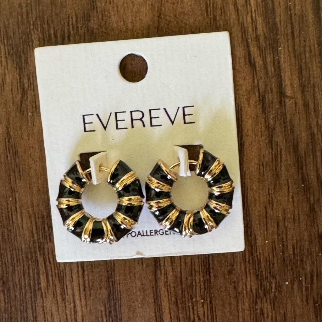 Evereve Black And Gold Hoop Earrings 44$
